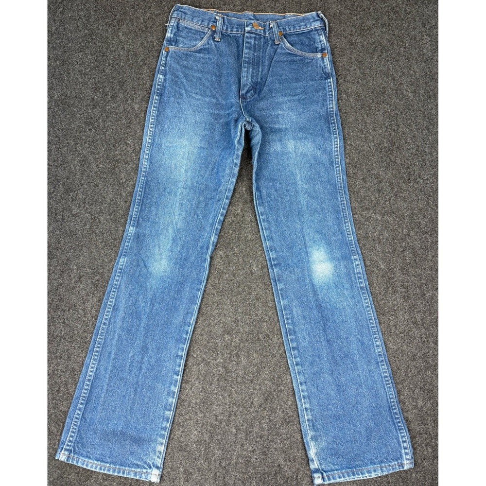 Vintage Wrangler 936PWD Slim Fit Straight Leg Blue Denim Jeans Mens 28x30 USA